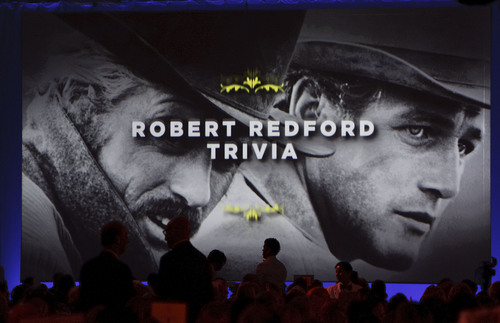 Leah Hogsten  |  The Salt Lake Tribune
The audience was treated to a trivia game about Robert Redford and his movies. For all his contributions to the state of Utah, Robert Redford was recognized and honored by Governor Gary Herbert at a gala in his honor, "The Governor's Salute to Robert Redford: A Utah Tribute to an American Icon" at the Grand America Hotel, Saturday, November 9, 2013. Redford is an actor, director, producer, philanthropist, businessman, environmentalist, and founder of the Sundance Resort, the Sundance catalog, and the Sundance Institute which hosts the Sundance Film Festival.