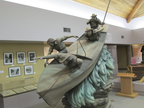 Tom Wharton | The Salt Lake Tribune
A sculpture inside the John Wesley Powell Museum in Green River tells the story of the famous expedition.