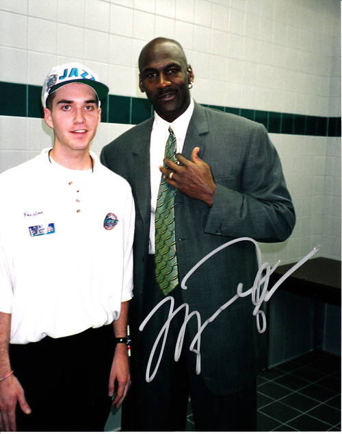 Courtesy of Preston Truman
Former Utah Jazz ballboy Preston Truman stands with Michael Jordan after the "Flu Game," in which Jordan led the bulls to a 3-2 NBA Finals lead on June 11, 1997.