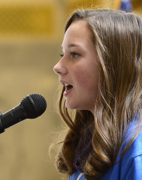 Rick Egan  | The Salt Lake Tribune 

Savannah Taylor, 14, Lehi, sings a song, during a press conference at the Utah State Capitol, Thursday, Nov. 14, 2013. The Juvenile Diabetes Research Foundation (JDRF), American Diabetes Association (ADA), held a press conference to warn Utah legislators and the community about the accelerating rate of diabetes today.