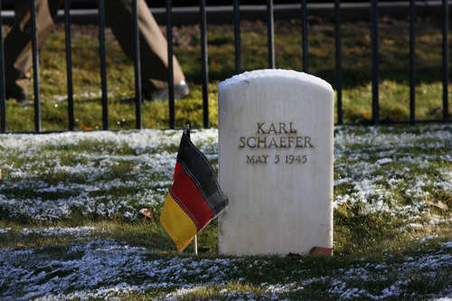Scott Sommerdorf   |  The Salt Lake Tribune
The headstone of Karl Schaefer,one of the nine German soldiers buried in a southeast section of the Fort Douglas Cemetery. They were honored along with about 20 other German soldiers buried there from World War , during the ceremony on the German Day of Remembrance, Sunday November 17, 2013.