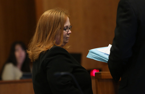 Francisco Kjolseth  |  The Salt Lake Tribune
Former Salt Lake City justice court judge Virginia Ward appears in 3rd District Court in Tooele, Utah on Tuesday, Nov. 19, 2013 for sentencing on charges of possession with intent to distribute oxycodone. She faces up to 15 years in prison.