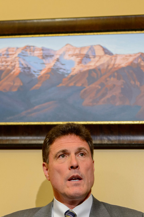 Trent Nelson  |  The Salt Lake Tribune
Rep. James Dunnigan speaks about Attorney General John Swallow's resignation, Thursday November 21, 2013 in Salt Lake City.