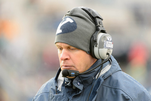 Trent Nelson  |  The Salt Lake Tribune
Brigham Young Cougars head coach Bronco Mendenhall as BYU hosts Idaho State, college football at LaVell Edwards Stadium in Provo, Saturday November 16, 2013.