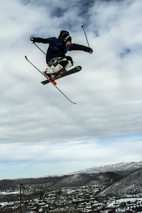 Chris Detrick  |  The Salt Lake Tribune
A skier flies off of a kicker in the Three Kings Terrain Park at Park City Mountain Resort Saturday November 23, 2013. Park City Mountain Resort opening day marks 50 years in business.