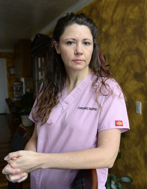 Al Hartmann  |  The Salt Lake Tribune
Monique Turner is a forensic nurse.  She is usually the first or second person to interact with a sexual assault victim. Forensic nurses play a vital role in collecting evidence and comforting the victim.