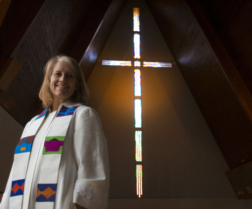 Keith Johnson | The Salt Lake Tribune
The Rev. Erin Gilmore at the Holladay United Church of Christ on Nov. 19, 2013. Gilmore is leaving the Holladay church after 10 years to take a position in Colorado. She has been a strong voice for the LGBT community.