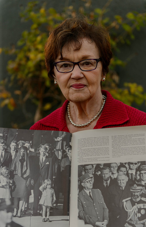 Trent Nelson  |  The Salt Lake Tribune
Rosemary Baron shows the famous Stan Stearns photograph of John F. Kennedy Jr. saluting his father's coffin from a book she collected in the aftermath of the JFK assassination. Baron was a college student at a Catholic university in Ohio in 1963, when the nation's 35th president was assassinated. She still has memorabilia of the event and remembers the details like it was yesterday. While she felt a connection to Kennedy because of his religion, she was more inspired by his idealism, which influenced her own career as an educator. Baron was photographed in Salt Lake City, Tuesday, Nov. 12, 2013.