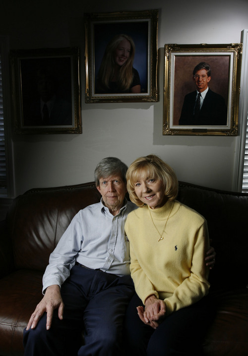 Sherm and Karen Watkins(cq) of Provo who lost their son Brian, pictured above, when he was murdered in a NYC subway 15 years ago, sparked a major crackdown on crime in the Big Apple.    Photo by Francisco Kjolseth/ The Salt Lake Tribune 12/23/2005