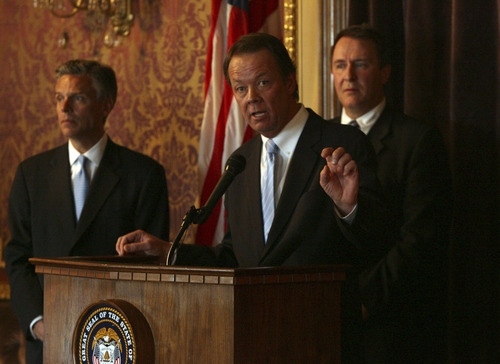 Scott Burns, center, Scott Burns, a former veteran Utah prosecutor who has endorsed Swallowís opponent. (Tribune file photo)
