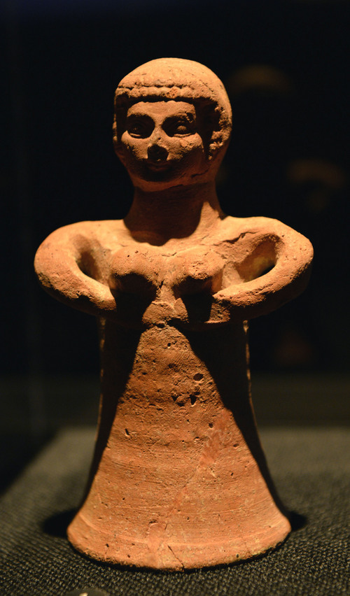 Al Hartmann  |  The Salt Lake Tribune
Pottery Female Figurine, Lachish, Iron Age II (8th century BCE) on display  at the Dead Sea Scrolls exhibit at The Leonardo in Salt Lake City.