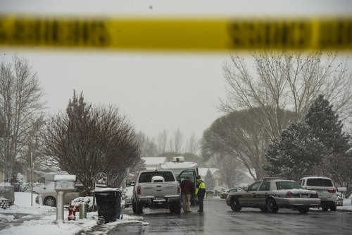 Chris Detrick  |  The Salt Lake Tribune
The scene near 745 Country Club in Stansbury Park Tuesday December 3, 2013. Officers were with the subject involved, the dispatch center posted on its Facebook page. "Officers are still on scene conducting an investigation, but the incident has been cleared." 
As of 1:10 p.m., the Tooele County Sheriffís Office dispatch center announced that the lock downs are being lifted.