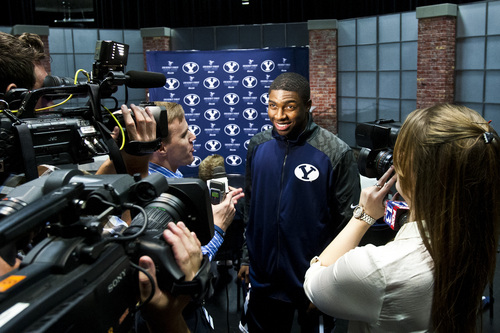 Chris Detrick  |  The Salt Lake Tribune
BYU's Frank Bartley IV talks with members of the media Tuesday October 8, 2013.