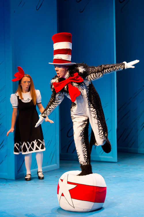 Trent Nelson  |  The Salt Lake Tribune
Elena Dern and Austin Archer perform for Whittier Elementary in Salt Lake Acting Company's "The Cat in the Hat" Tuesday December 10, 2013 in Salt Lake City.