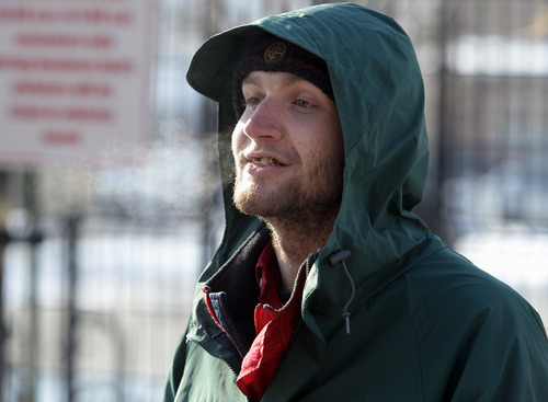 Rick Egan  | The Salt Lake Tribune 

A homeless man named Dyllan talks about the challenges of trying to stay warm in these colder than average temperatures, Wednesday, December 11, 2013.