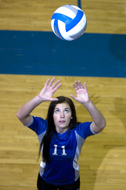 Paul Fraughton  |   Salt Lake Tribune
 Brisa Winterton, who was the starting setter on the  Pleasant Grove High School's 5A  state championship team.                       
 Monday, August 19, 2013