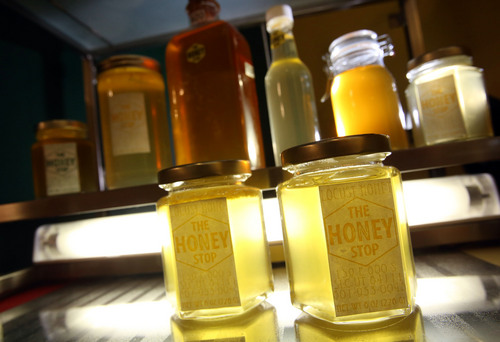 Francisco Kjolseth  |  The Salt Lake Tribune
The Honey Stop at 159 E. 800 South in Salt Lake City sells several Utah brands of raw honey that haven't been heated or adulterated. Christmas is one of the most popular times to buy honey, both as gifts and for baking.
