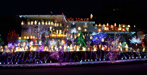 Keith Johnson | The Salt Lake Tribune

The home located at 805 18th Ave. in Salt Lake City is covered from top to bottom with holiday lights and decorations, December 17, 2013.