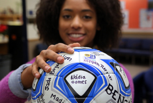 Francisco Kjolseth  |  The Salt Lake Tribune
Soccer player N·dia Gomes, Brighton High School's MVP who helped bring in the 5A state title this year is certainly one of the best players the team has ever had.