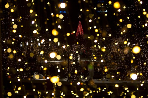 Chris Detrick  |  The Salt Lake Tribune 
Christmas lights illuminate Temple Square in Salt Lake City on Friday, Nov. 26, 2010.