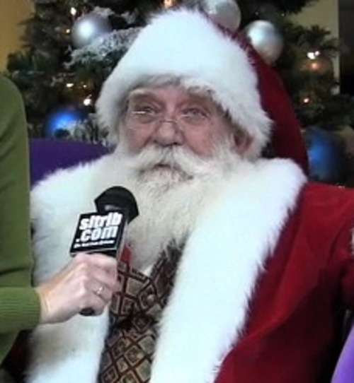 Santa Claus is interviewed by The Salt Lake Tribune at The Gateway in Salt Lake City.