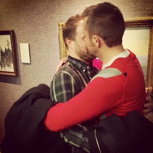 Salt Lake City residents Micah Unice and Jason Dautel kiss after the couple married on Friday Dec. 20, 2013 following a Utah judge's ruling that the state's ban on same-sex marriage was unconstitutional. Courtesy: Micah Unice