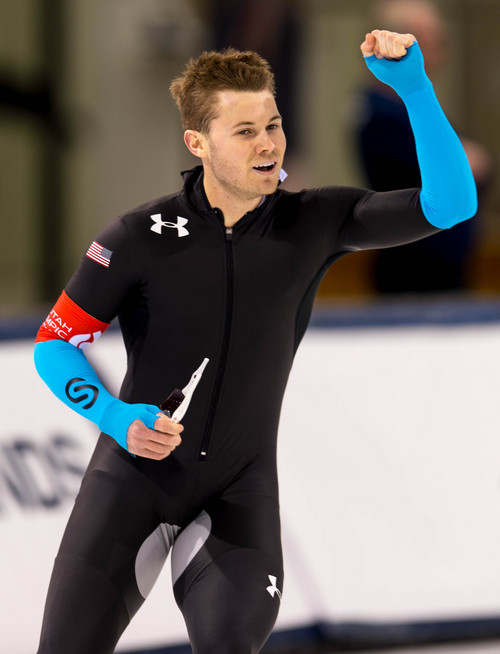 Trent Nelson  |  The Salt Lake Tribune
Joey Mantia took third in the Men's 1000 meter at the U.S. Olympic Time Trials, long track speedskating at the Olympic Oval in Kearns, Sunday December 29, 2013.