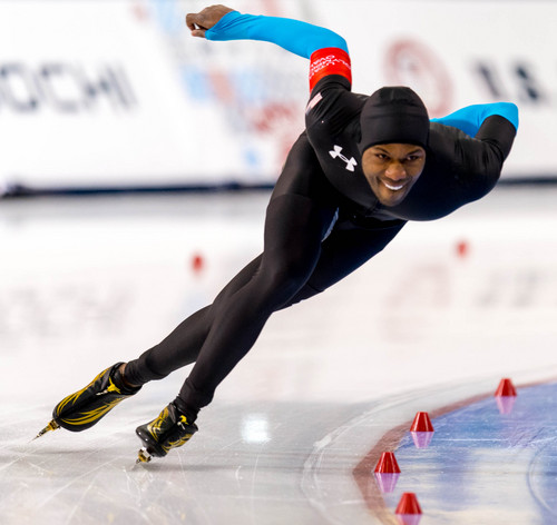 Trent Nelson  |  The Salt Lake Tribune
Shani Davis took first in the Men's 1000 meter at the U.S. Olympic Time Trials, long track speedskating at the Olympic Oval in Kearns, Sunday December 29, 2013.