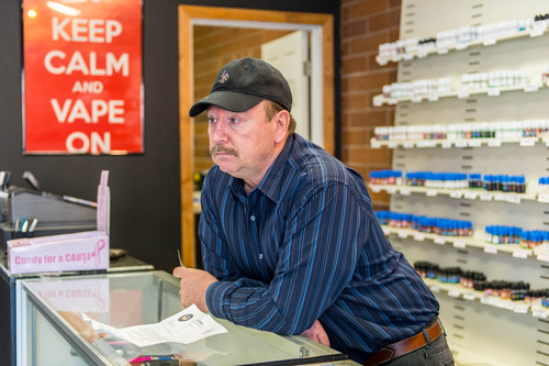 Trent Nelson  |  The Salt Lake Tribune
Brent Gould, owner of Vapor R Us, had just five days notice to close his Bountiful store. The city informed the owners of four electronic cigarette store through a Dec. 23 letter that their business licenses will not be renewed for calendar year 2014. The letter says the stores are considered a "retail tobacco specialty business" and violate a state zoning law. The owners say they confirmed with the city that the locations were legal and that they now face financial hardship.