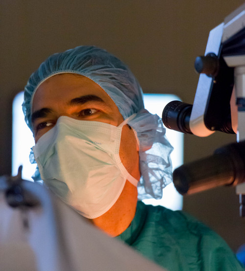 Trent Nelson  |  The Salt Lake Tribune
Ophthalmologist Majid Moshirfar at the University of Utah's Moran Eye Center installed a tiny telescopic lens in the eye of an 86-year-old with advanced macular degeneration last week. The hour-long procedure was the first ever performed in Utah.