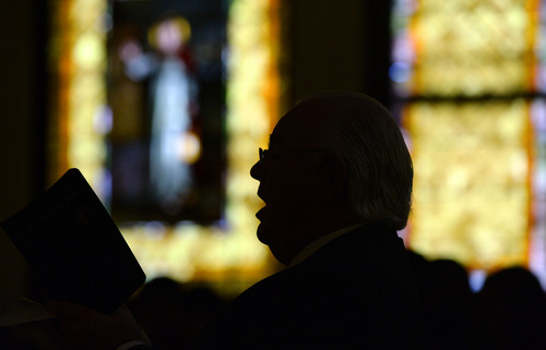 Francisco Kjolseth  |  The Salt Lake Tribune
Retired clergy Rev. J. Keith Cupples from Dallas sings along with the organ during a visit to Salt Lake City's First United Methodist Church. The church recently launched a crowdfunding campaign to restore the church organ, which is in need of extensive repair.