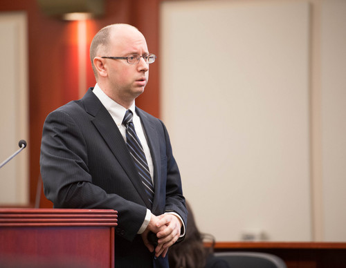 Trent Nelson  |  The Salt Lake Tribune
Matthew Jansen delivers the prosecution's opening at the murder trial of Esar Met in Salt Lake City, Tuesday Jan. 7, 2014. Met is accused of killing 7-year-old Hser Ner Moo in 2008.