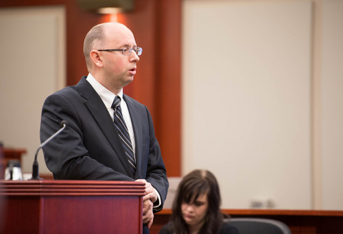 Trent Nelson  |  The Salt Lake Tribune
Matthew Jansen delivers the prosecution's opening at the murder trial of Esar Met in Salt Lake City, Tuesday Jan. 7, 2014. Met is accused of killing 7-year-old Hser Ner Moo in 2008.