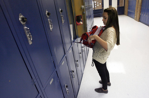 Francisco Kjolseth  |  The Salt Lake Tribune
Sadie Roberts, 13, packs up her homework following her first day of school at Pleasant Grove Jr. High, where she started as an eighth-grader on Tuesday, Aug. 21, 2012. In anticipation of her first day, Roberts tried on multiple outfits before settling on something comfortable and what she felt was unique to her style. It was the first day of school for the 82 schools in the Alpine school district.