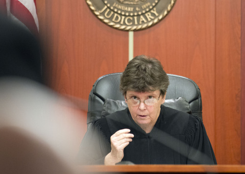 Lennie Mahler  |  The Salt Lake Tribune
Judge Judith Atherton's speaks to attorneys during the verdict of Esar Met in the Matheson Courthouse on Friday, Jan. 17, 2014. Met was convicted of murder of 7-year-old Hser Ner Moo, who disappeared in 2008.