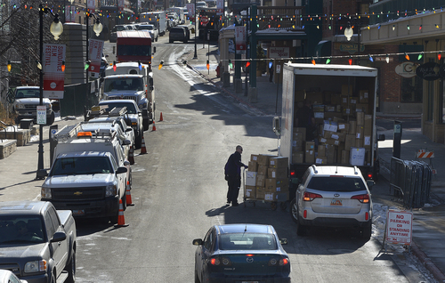Scott Sommerdorf   |  The Salt Lake Tribune
Deliveries being made on Main Street in Park City, Wednesday, January 15, 2014.