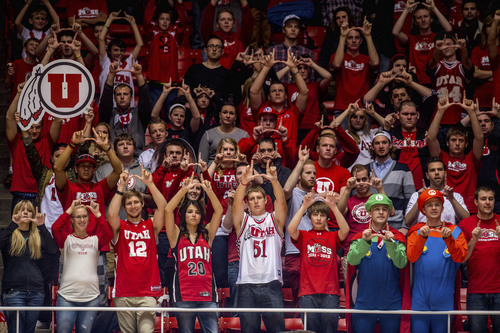 Trent Nelson  |  The Salt Lake Tribune
Utah fans show their support as the University of Utah hosts Ball State, NCAA basketball Wednesday November 27, 2013 at the Huntsman Center in Salt Lake City.