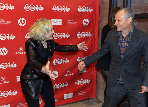 Scott Sommerdorf   |  The Salt Lake Tribune
Glenn Close enthusiastically greets Flea as they arrive on the red carpet for "Low Down," about the torrid, true life story of jazz pianist Joe Albany, at the Eccles Theater, Sunday, January 19, 2014. The cast includes John Hawkes, Elle Fanning, Glenn Close, Peter Dinklage, Lena Headey and Flea; The film is part of the U.S. Dramatic Competition program.