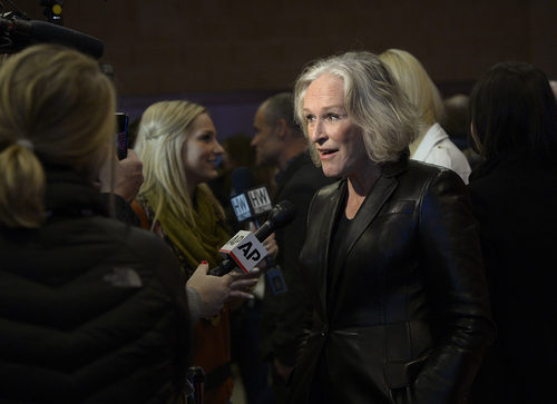 Scott Sommerdorf   |  The Salt Lake Tribune
Glenn Close is interviewed as she arrives at the red carpet for "Low Down," directed by Jeff Preiss about the torrid, true life of jazz pianist Joe Albany, at the Eccles Theater, Sunday, January 19, 2014. The cast includes John Hawkes, Elle Fanning, Glenn Close, Peter Dinklage, Lena Headey and Flea; The film is part of the U.S. Dramatic Competition program.