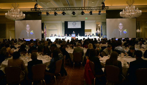 Al Hartmann  |  The Salt Lake Tribune
Monique Lin-Luse, special counsel for the education group of the NAACP Legal Defense and Educational Fund, speaks at the  Martin Luther King Jr. Memorial Luncheon hosted by NAACP at the Grand America Monday.