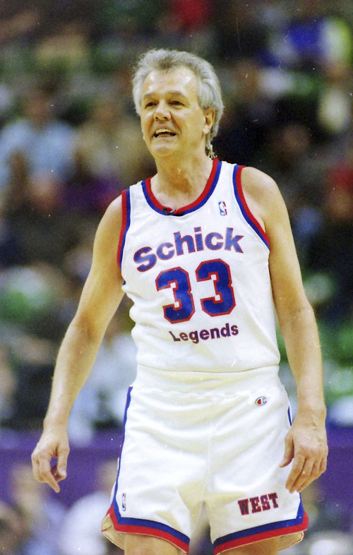 Steve Griffin  | The Salt Lake Tribune 

Hot Rod Hundley plays in the Legends game during the 1993 All Star festivities, in the Delta Center in Salt Lake City, Saturday, February 20, 1993.