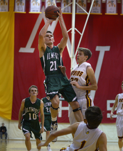 Scott Sommerdorf   |  The Salt Lake Tribune
Olympus' Jake Lindsey drives for some of his 31 points as Olympus defeated Mountain View 73-64 in Orem, Friday, January 24, 2014.