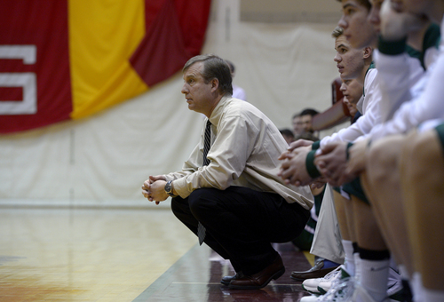 Scott Sommerdorf   |  The Salt Lake Tribune
Olympus head coach Matt Barnes watches his team battle back from a difficult first half. Olympus defeated Mountain View 73-64 in Orem, Friday, January 24, 2014.