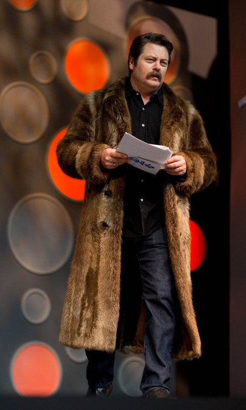 Trent Nelson  |  The Salt Lake Tribune
Nick Offerman hosts the Sundance Film Festival Awards Ceremony Saturday January 25, 2014 in Park City.