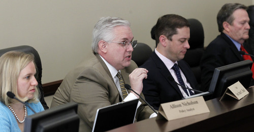 Al Hartmann  |  Tribune file photo
Sen. Stuart Reid, R-Ogden, of the Senate Education Committee questions Rep. Gage Froerer, R-Ogden Monday February 25 on HB278S1, a bill that would require older schools to have a seismic safety analysis performed.