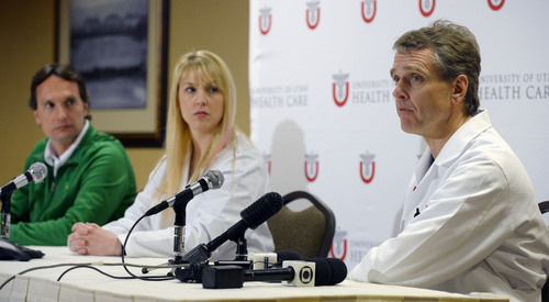 Steve Griffin  |  The Salt Lake Tribune


Antonio Marttos, Team Brazilian Physician, Holly Ledyard, University of Utah Health Care Neurointensivist , and Andrew Dailey, University of Utah Health Care Neurosurgeon, answer questions during a press conference updating the condition Lais Souza, a 25-year-old member of the Brazilian Winter Olympic team, who was critically injured while training in Park City, Utah on Monday January 27, 2014. Doctors said she is currently being cared for in the Neuro Critical Care Unit at University of Utah Hospital in Salt Lake City. Lais suffered a severe cervical spinal cord injury. Press conference was held at the University of Utah Guest House in Salt Lake City, Utah Thursday, January 30, 2014.