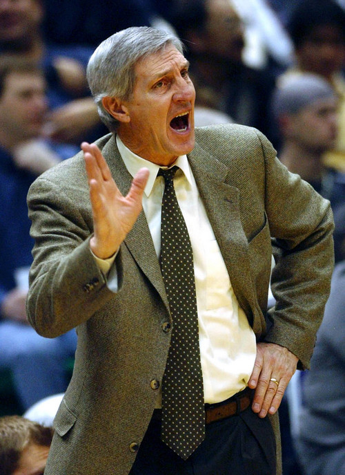 Al Hartmann  |  The Salt Lake Tribune

Jazz coach Jerry Sloan wasn't too happy as the Chicago Bulls builds up a lead just before halftime during a game in 2004.