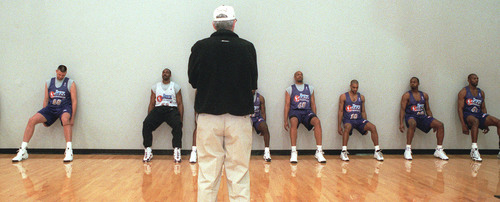 Ryan Galbraith  |  Tribune file photo

Jerry Sloan watches as his team streches before a practice in 1999.