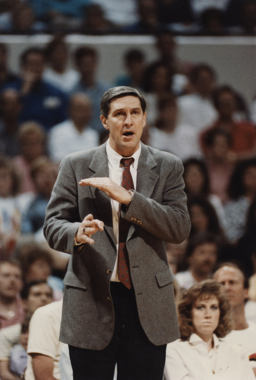 Steve Griffin  |  The Salt Lake Tribune

Jerry Sloan on the sidelines at a game in 1989.