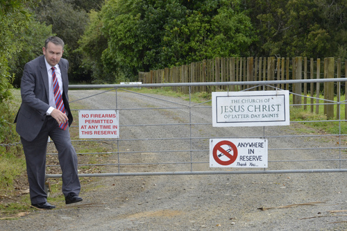 Mike Stack | Special to the Tribune
Richard Hunter, Pacific Area Director of LDS Public Affairs, opens gate to Hamon Native Bush, a kind of New Zealand "sacred grove," that is slated to become a camp for the area's Mormon youths.